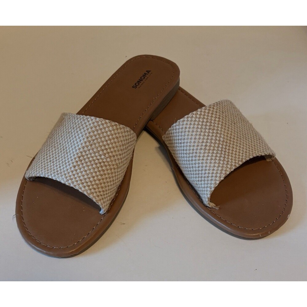 Sonoma Goods For Life Jindi Women's woven slide sandals Sz 8M VGUC